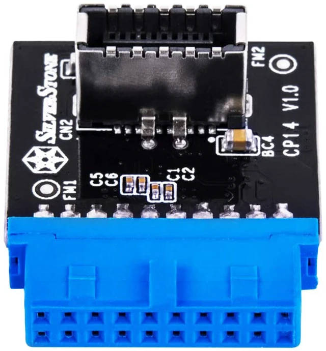 Alt view image 2 of 7 - Silverstone SST-CP14 - USB 3.0 Internal (19-pin) Header to USB 3.1 / 3.2 Type-C (20-pin) Key-A Adapter