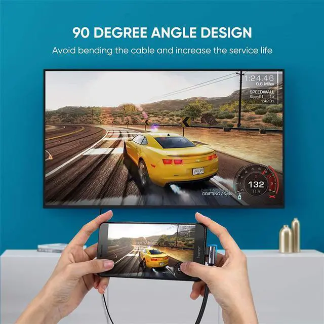 Alt view image 2 of 7 - UGREEN USB C to HDMI Cable Right Angle 4K USB Type C HDMI Adapter Cable Thunderbolt 3 Compatible for iPad Mini 6, MacBook Pro, Samsung Note 9 S10 S9 S8 Plus, Google Chromebook Pixel Aluminum 6FT