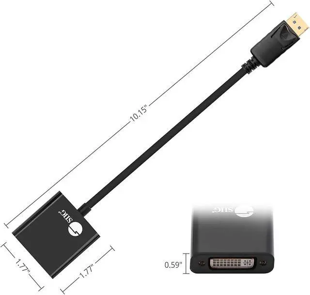 Alt view image 5 of 6 - SIIG DisplayPort to DVI Adapter - Male to Female DP to DVI Cable Converter for DisplayPort Enabled Computer Systems - 1080p @60Hz