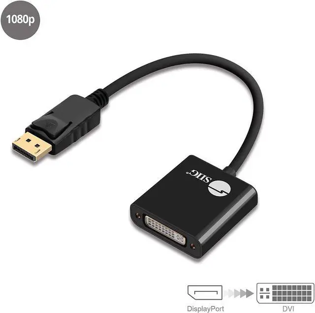 Alt view image 2 of 6 - SIIG DisplayPort to DVI Adapter - Male to Female DP to DVI Cable Converter for DisplayPort Enabled Computer Systems - 1080p @60Hz