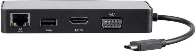 Alt view image 3 of 6 - Monoprice 124176 USB-C to HDMI, VGA, USB 3.0, RJ45 Gigabit Ethernet and USB-C Female Travel Dock, Gray