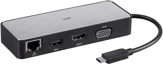 Alt view image 2 of 6 - Monoprice 124176 USB-C to HDMI, VGA, USB 3.0, RJ45 Gigabit Ethernet and USB-C Female Travel Dock, Gray