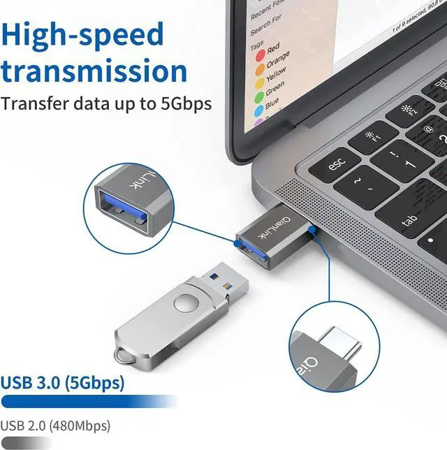 Alt view image 4 of 6 - USB C to USB Adapter 2-Pack Thunderbolt 3 to USB 3.0 OTG Adapter for iMac 2021 MacBook Pro Chromebook Pixelbook Microsoft Surface Go Samsung Galaxy S9 S10 Plus S20 S21 S22 iPhone 15 16 Pro Max