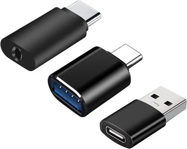Main image of 3 Pack 3.5MM Female Audio to USB C Male Adapter USB C Female to USB Male Adapter USB Female to USB C Male Adapter Compatible with MAC USB C Devices Earphones Speaker