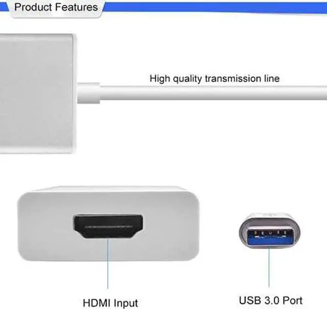 Alt view image 2 of 7 - USB to HDMI Adapter, SENGKOB USB 3.0/2.0 to HDMI 1080P Video Graphics Cable Converter with Audio for PC Laptop Projector HDTV Compatible with Windows XP 7/8/8.1/10-Silver