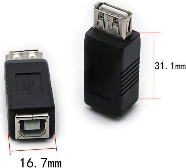 Alt view image 4 of 5 - 2 Pack USB 2.0 AF/BF Plug Type A Female to Type B Female Adapter Connector Converter Compatible with Laptop Computer Hard Drive Printer Camera