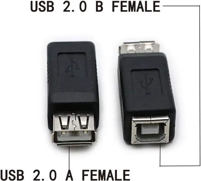 Alt view image 2 of 5 - 2 Pack USB 2.0 AF/BF Plug Type A Female to Type B Female Adapter Connector Converter Compatible with Laptop Computer Hard Drive Printer Camera