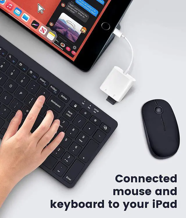 Alt view image 5 of 6 - USB Adapter for iPhone/iPad L?ghtn?ng to USB Female OTG Adpater USB3 to iPad Adapter with Charging Port Supports FlashDrives MIDI SD Card Reader and Mouse Plug&Play