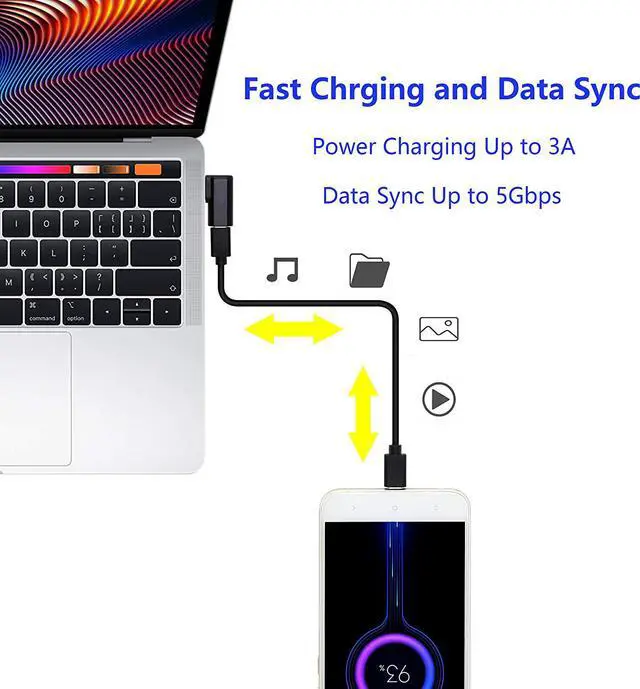 Alt view image 5 of 7 - 90 Degree USB C to USB A Adapter Right Angle & Left Angle USB A 3.0 Male to USB Type C 3.1 Female Connector for Laptops Wall Chargers Power Banks(2-Pack)