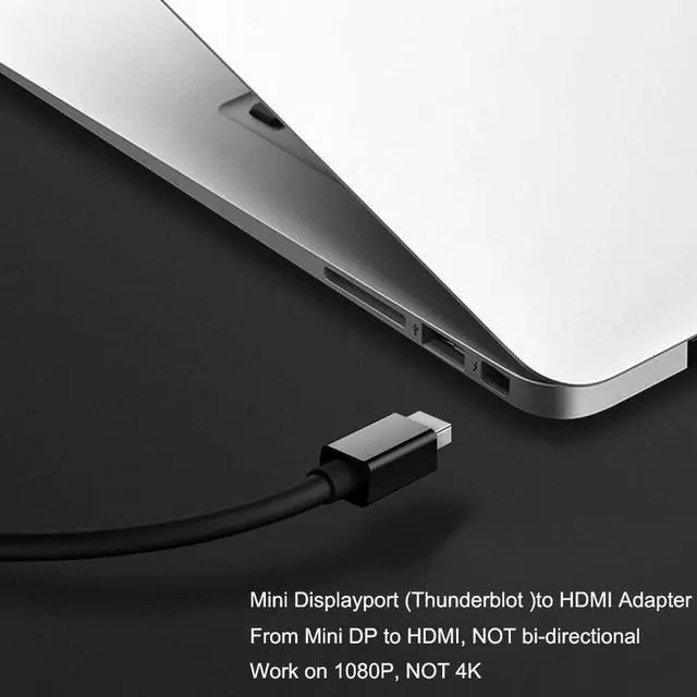 Alt view image 2 of 6 - Mini DisplayPort to HDMI Adapter Thunderblot to HDMI Cable Adapter Compatible with  MacBook Air Pro iMac  Surface Pro Dock to TV/Monitor/Projector Black