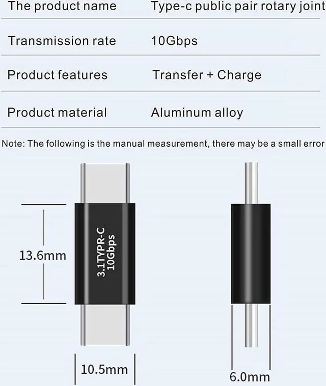 Alt view image 3 of 4 - USB C Male-to-Male Adapter(2 pcs) USB C Full-Featured Support 10GBbps Rate Audio and Video Fast Charging Adapter