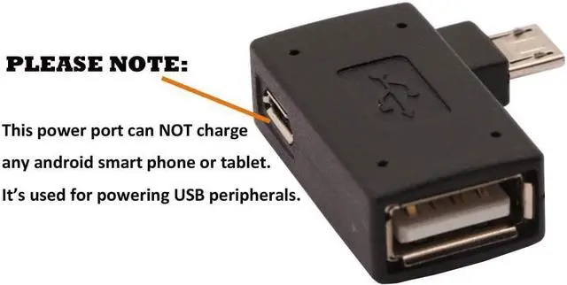 Alt view image 6 of 6 - 2-in-1 Powered Micro USB to USB OTG Adapter 90 Degree Right Angle Connector for FireStick S/NES Classic Mini Sega Genesis and More - 2 Pack
