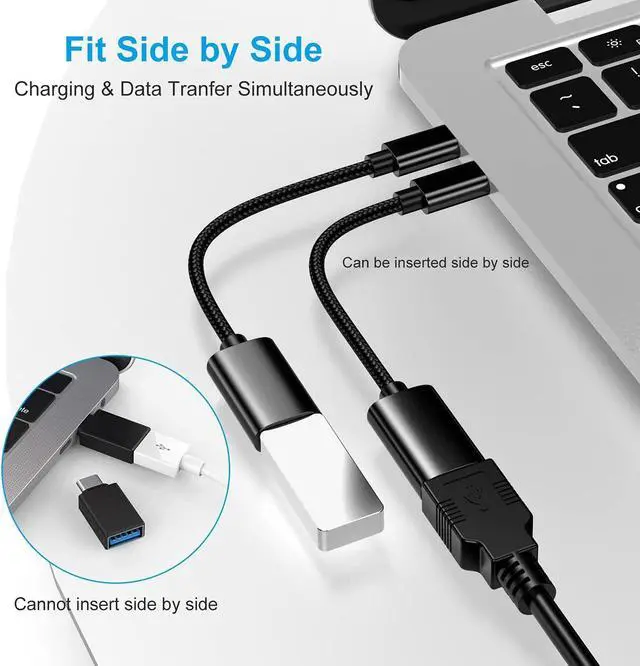 Alt view image 4 of 7 - USB C to USB 3.0 Adapter [3 Pack] USB Type-C to USB Thunderbolt 3 to USB Adapter OTG Cable for MacBook Pro/Air 2020/2018 for iPad Pro 2020 for Galaxy S20 S20+ for Google Pixel and More