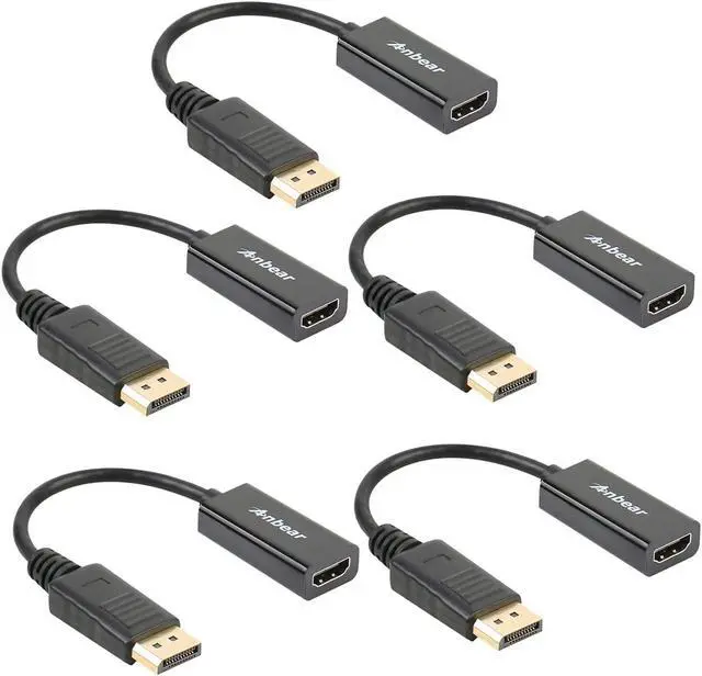 Main image of DisplayPort to HDMI Adapter Display Port to HDMI Cable(Male to Female) for DisplayPort Enabled Desktops and Laptops Connect to HDMI Displays (5PACK