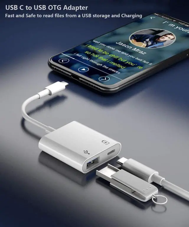 Alt view image 3 of 7 - USB C OTG Adapter with Power 2 in 1 USB C to USB Female with 60W PD Charging Adapter Compatible with iPhone 15/15Pro iPad Pro Galaxy S24/S23/S22/S21 Pixel 8/7/6 Google Chromecast with Google TV