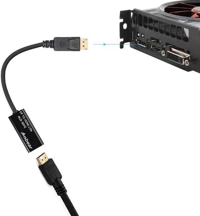 Alt view image 4 of 6 - Active Display Port to HDMI 2.0 Adapter,Anbear Displayort to HDMI2.0b Adapter for Enabled PC /Tablet to HDMI Monitor /TV/ Projector, Support HDR displays up to 4k,UltraHD,4096x2160@60Hz