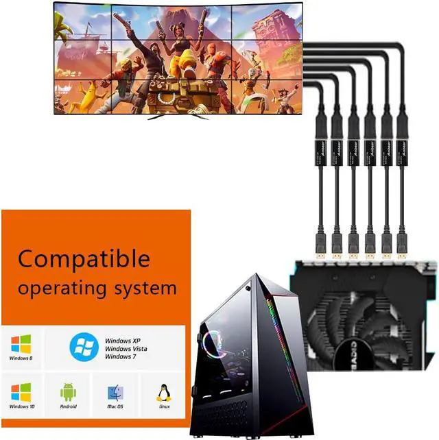 Alt view image 5 of 6 - Active Display Port to HDMI 2.0 Adapter,Anbear Displayort to HDMI2.0b Adapter for Enabled PC /Tablet to HDMI Monitor /TV/ Projector, Support HDR displays up to 4k,UltraHD,4096x2160@60Hz