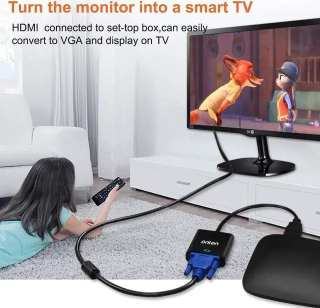 Main image of HDMI to VGA HDMI to VGA Adapter Gold-Plated 1080P Active HDMI to VGA Adapter Video Converter Male to Female PC/Laptop/DVD Black