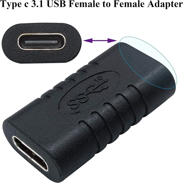 Alt view image 3 of 7 - Type C USB Adapter Gen 2 (10Gbps) 3A USB-C 3.1 Type C USB Female to Female Extension Adapter Supports Charging Data Audio Video Adapter for Laptop Phone MacBook USB C HUB (2Pack-F/F)