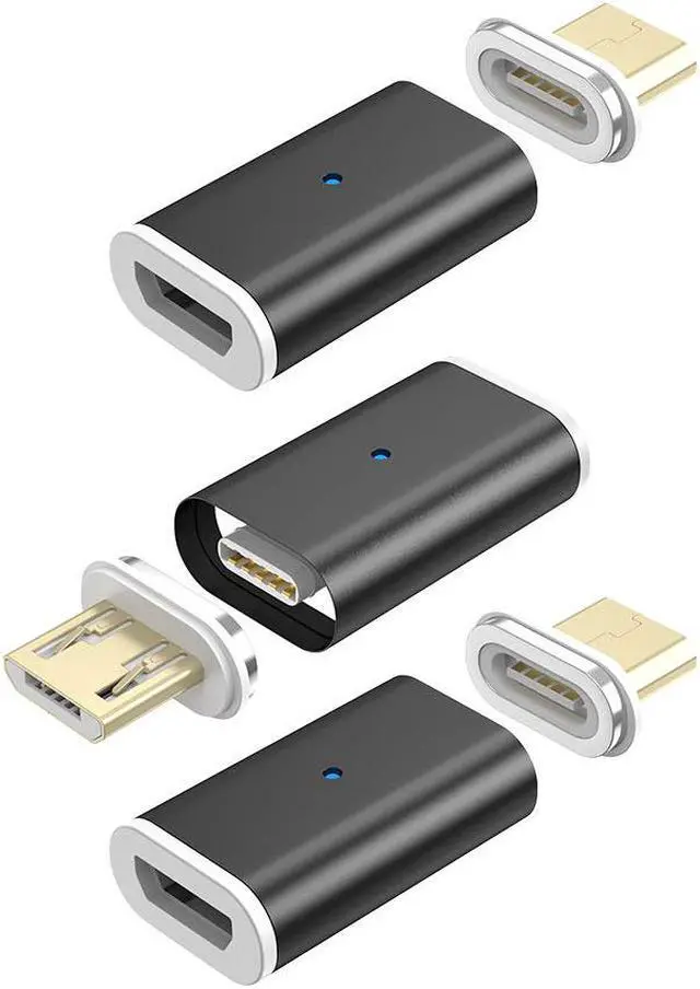 Main image of NetDot Gen10 Magnetic Micro USB to Micro USB Adapter Converter(3 Pack Black)