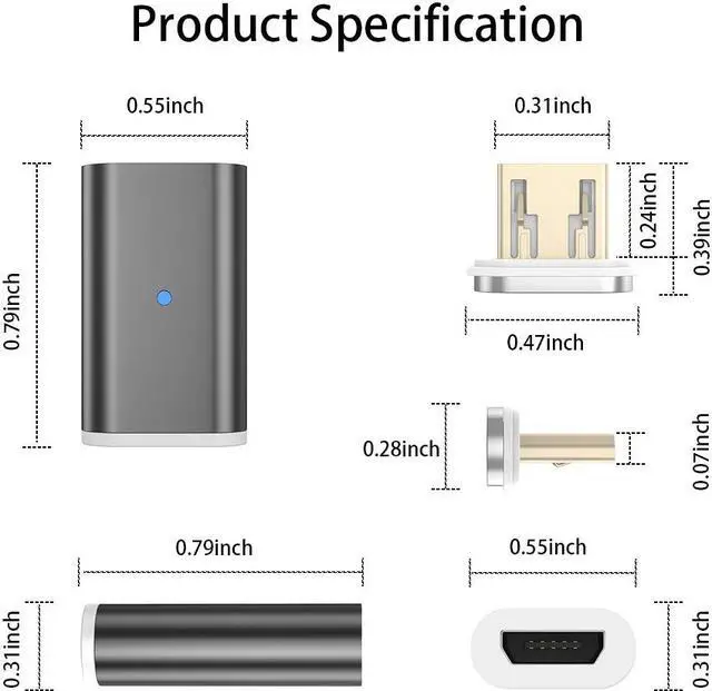Alt view image 5 of 5 - NetDot Gen10 Magnetic Micro USB to Micro USB Adapter Converter(3 Pack Black)
