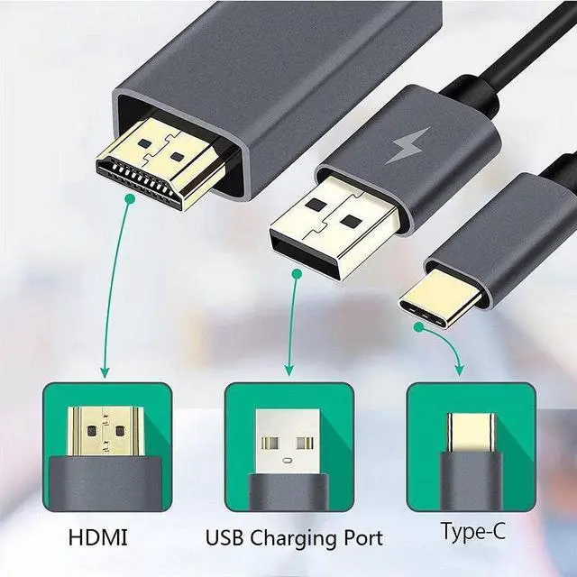Alt view image 2 of 7 - USB C to HDMI Cable Adapter 6ft, Dalkang 4K USB Type C to HDMI Cable with Charging Port Compatible for M-acBook Pro 2017-2020, i-Pad Pro,Samsung S21 S20 Note 20, Surface Book 2, XPS 13/15 and More