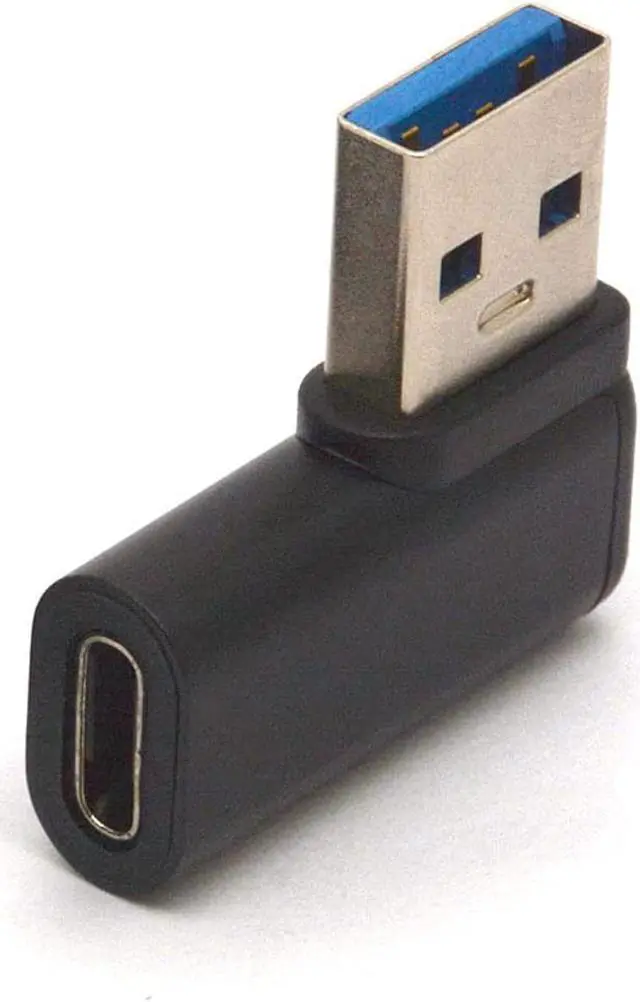 Alt view image 2 of 4 - PIIHUSW Left Angled USB C to USB 3.0 Adapter, 90 Degree USB 3.0 A Male to USB C Female Adaptor USB Type C to USB Coverter Connector for USB C Cable, Hubs 2Pcs (Left/ Black)