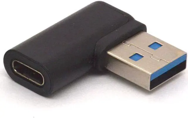 Alt view image 4 of 4 - PIIHUSW Left Angled USB C to USB 3.0 Adapter, 90 Degree USB 3.0 A Male to USB C Female Adaptor USB Type C to USB Coverter Connector for USB C Cable, Hubs 2Pcs (Left/ Black)