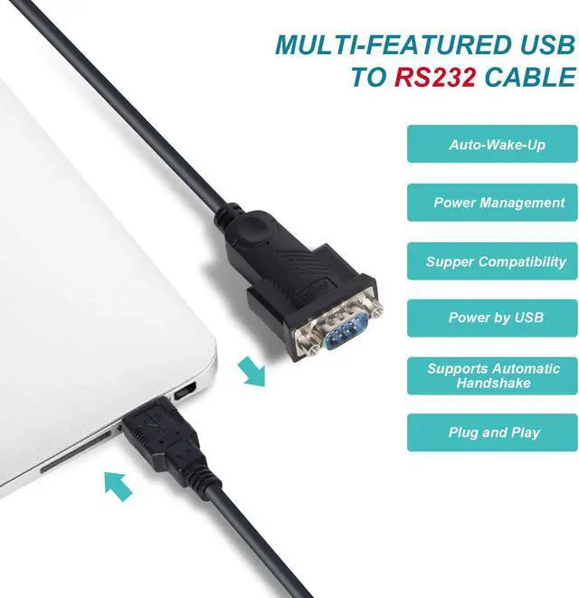 Alt view image 3 of 7 - USB to Serial Adapter Benfei 6 Feet USB to RS-232 Male (9-pin) DB9 Serial Cable Prolific Chipset Windows 10/8.1/8/7 Mac OS X 10.6 and Above