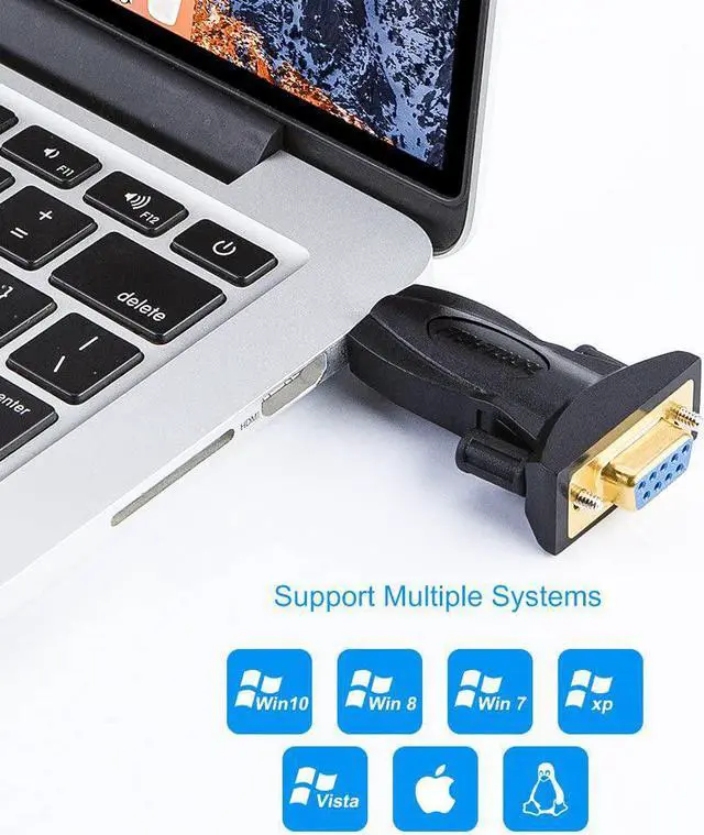 Alt view image 4 of 7 - USB to RS232 Adapter with FTDI Chipset, CableCreation USB 2.0 Male to RS232 Female DB9 Serial Converter for Cashier Register, Modem, Scanner, Industriual Machinery, CNC and Above,Black