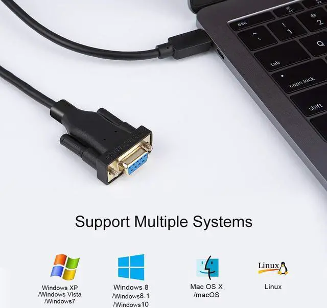 Alt view image 3 of 7 - CableCreation Type-C to RS232 Serial Adapter with PL2303 Chip 6.6 Feet, RS232 DB9 Female Converter Cable Thunderbolt 3 Port Compatible with MacBook Pro, iMac, XPS 13, XPS 15, Surface Pro, 2M Black
