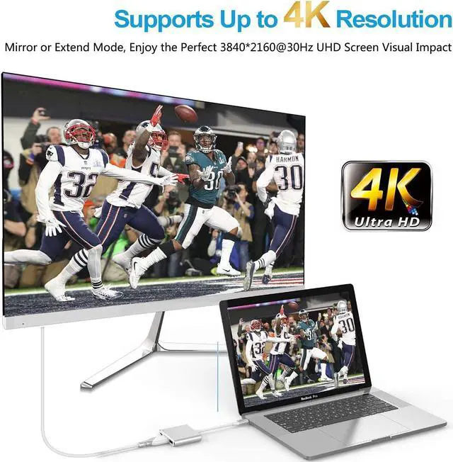 Alt view image 6 of 7 - KIHENG USB C to HDMI Multiport Adapter USB 3.1 Gen 1 Thumderbolt 3 to HDMI 4K Video Converter/USB 3.0 Hub Port PD Quick Charging Port with Large Proj