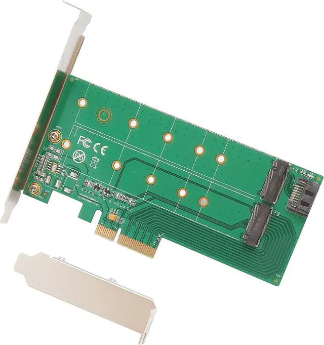 Alt view image 7 of 7 - I/O Crest M2 SSD NVME M-Key to PCI-e 3.0 x4 Adapter Card and SATA B-Key M.2 to SATA Port convertor 22110 2280 2260 2242 2230 to with Low Profile Bracket - Dual M.2 PCIe Adapter