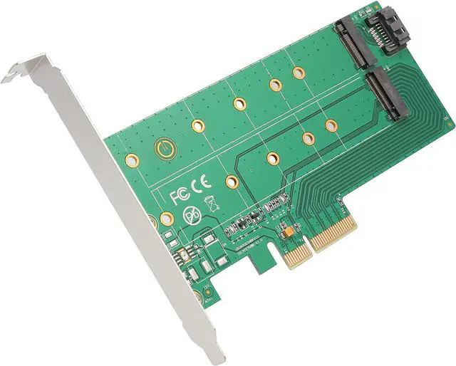 Alt view image 3 of 7 - I/O Crest M2 SSD NVME M-Key to PCI-e 3.0 x4 Adapter Card and SATA B-Key M.2 to SATA Port convertor 22110 2280 2260 2242 2230 to with Low Profile Bracket - Dual M.2 PCIe Adapter