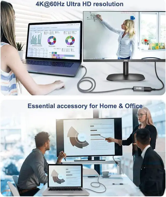 Alt view image 7 of 7 - 6.6FT USB C to HDMI Adapter 4K@60Hz USB Type-C to HDMI Female Adapter Thunderbolt 3 to HDMI Adapter HDMI to USB-C Adapter for MacBook Pro Air iPad Pro Samsung Galaxy S21 Ultra Note 20 10 9