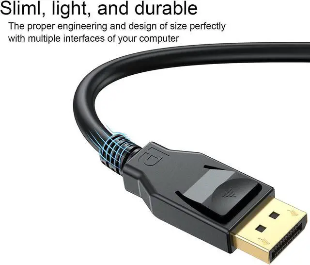 Alt view image 3 of 7 - 8K DisplayPort to DisplayPort 1.4 Cable, VESA Certified Display Port Cable 6ft 2-Pack, DP to DP Cable Cord with [1440P@144Hz, 1080P@240Hz, 4K@120Hz, 8K@60Hz] & HDR Support -Gold