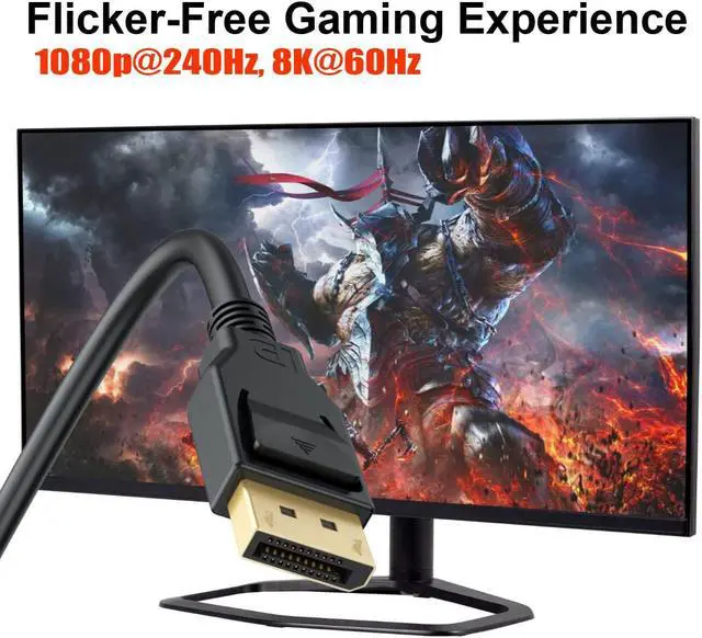 Alt view image 4 of 7 - 8K DisplayPort to DisplayPort 1.4 Cable, VESA Certified Display Port Cable 6ft 2-Pack, DP to DP Cable Cord with [1440P@144Hz, 1080P@240Hz, 4K@120Hz, 8K@60Hz] & HDR Support -Gold