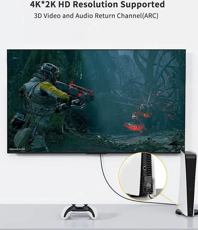 Alt view image 4 of 7 - HDMI Adapter Male to Female, CableCreation 2 Pack 90 and 270 Degree Right Angle Converter, HDMI L Shape Flat Extender for Wall TV, Roku, PS5, Fire Stick, Chromecast, Nintendo Switch, Laptop,Xbox, PC