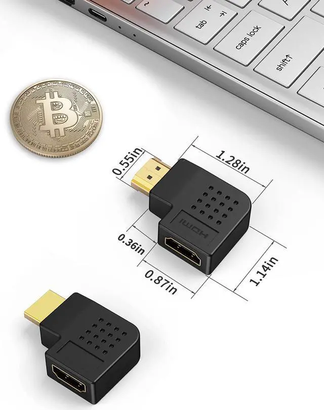 Alt view image 7 of 7 - HDMI Adapter Male to Female, CableCreation 2 Pack 90 and 270 Degree Right Angle Converter, HDMI L Shape Flat Extender for Wall TV, Roku, PS5, Fire Stick, Chromecast, Nintendo Switch, Laptop,Xbox, PC