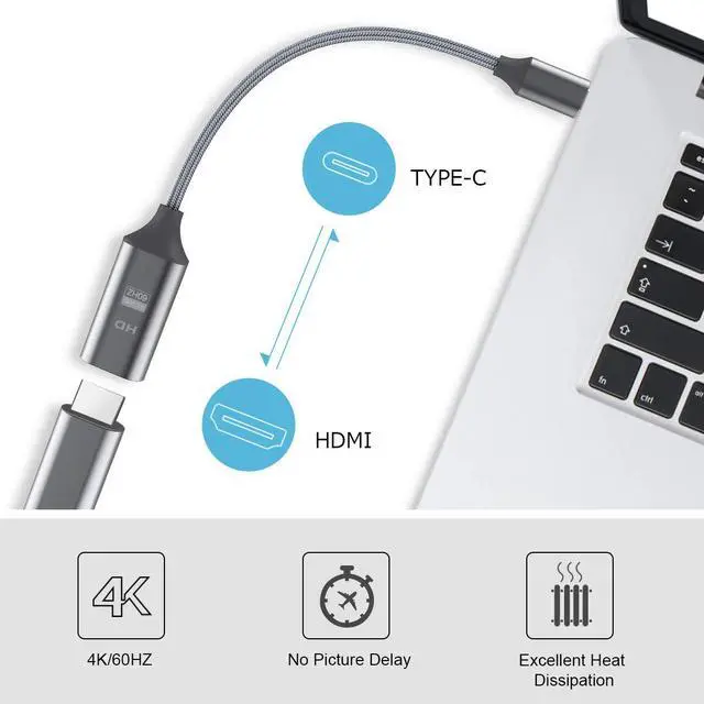 Alt view image 2 of 6 - USB C to HDMI Adapter, SOEKAVIA USB C Male to HDMI Female Cable HDMI to USB C Converter Compatible for MacBook, iPad Pro, Pixelbook, XPS, Galaxy, and More
