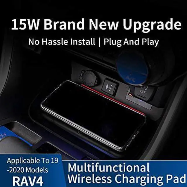 Alt view image 3 of 6 - Car Wireless Charger Mount fit for Toyota RAV4 2019-2024,QC 3.0 Fast Charging Compatible with iPhone,,Qi WPC Qi 3.0 Wireless Charging,2 USB Port 36W Wireless Charger Pad