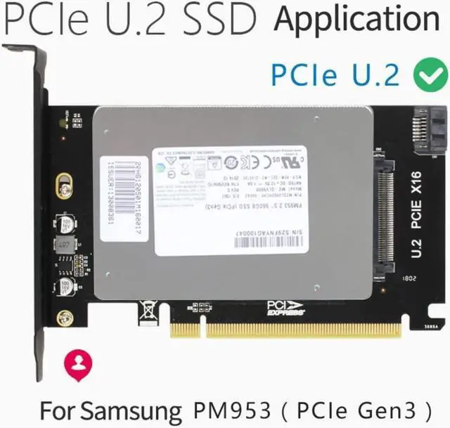 Alt view image 5 of 7 - U.2 (SFF-8639) to SSD Adapter Card U.2 to PCI-E 3.0 X16 NVME SATA Adapter Supports WIN7/8/10/32/MAC/Linux