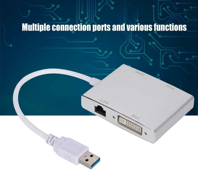 Alt view image 4 of 7 - USB Docking Station, Multifunctional Hub Dongle Adapter USB3.0 to 1080P, VGA, DVI, RJ45 LAN Gigabit, Plug and Play