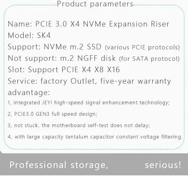 Alt view image 2 of 7 - JEYI SK4 M.2 NVMe SSD NGFF to PCIE X4 Adapter M Key Interface Card Suppor PCI Express 3.0 x4 2230-2280 Size m.2 Full Speed