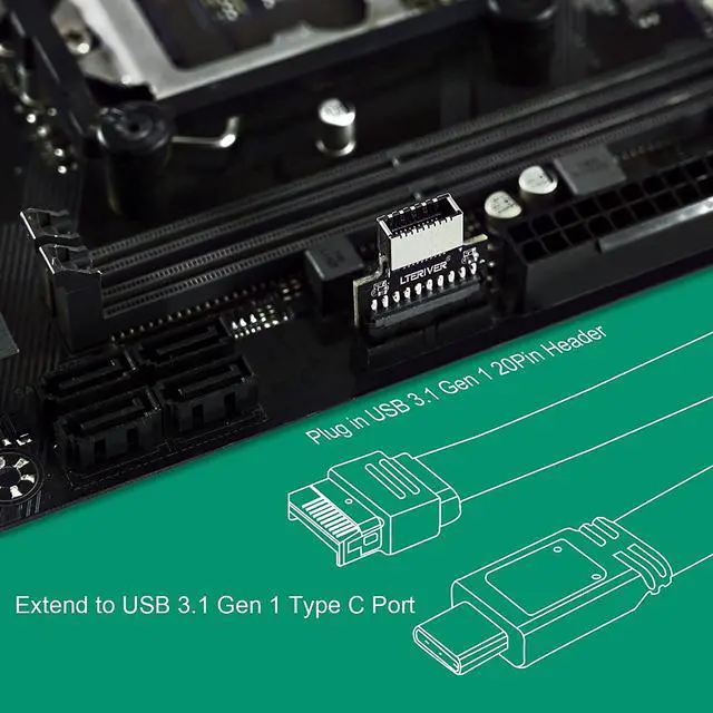 Alt view image 4 of 5 - 20Pin USB 3.1 Gen 1 to USB 3.1 Gen 2 Type E Key A Convertor Adapter-Super Speed 5Gbps Max-5V/2A Max Power Supply-Extend to PCs Front Panel USB-C Ports (2PCS/Pack)