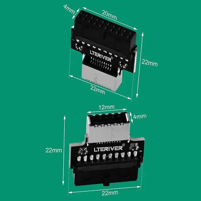 Alt view image 5 of 5 - 20Pin USB 3.1 Gen 1 to USB 3.1 Gen 2 Type E Key A Convertor Adapter-Super Speed 5Gbps Max-5V/2A Max Power Supply-Extend to PCs Front Panel USB-C Ports (2PCS/Pack)