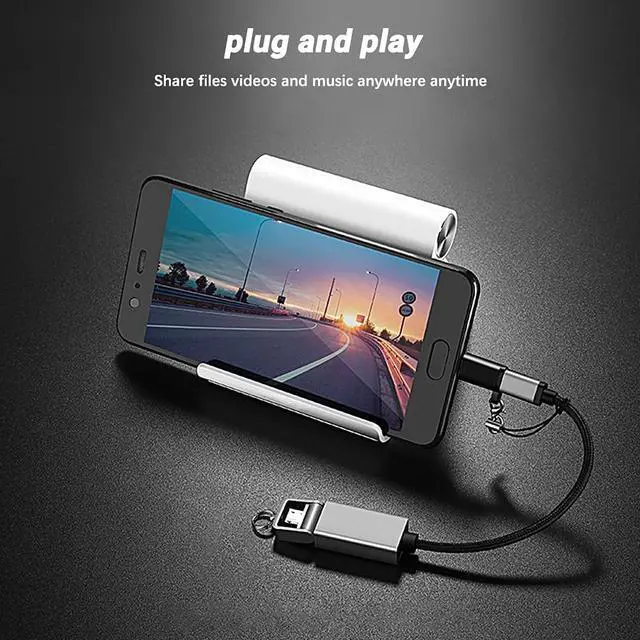 Alt view image 2 of 4 - Micro USB (Female) to USB C (Male) Adapter with Lanyard (4 Pack), Seminer Aluminum USB Type C Adapter Connector Compatible with Samsung Galaxy S8+, Plus Note 8+, LG, Moto and More, Black
