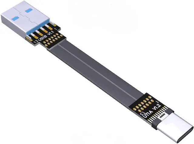 Main image of ADT-LINK USB 3.0 Type-A to USB3.1 Type-C Male Up/Down Angle USB Data Sync & Charge Cable USB-C Cord Connector Adapter FPC FPV Flat (0.05m,S1-T1)