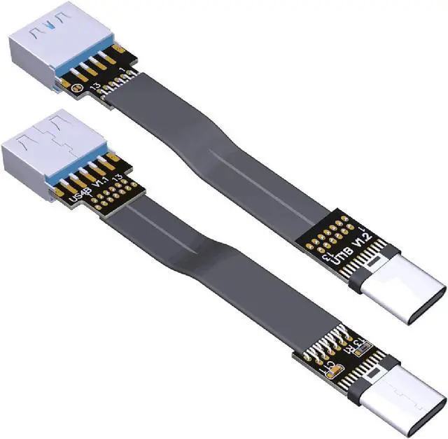Alt view image 2 of 6 - ADT-LINK USB 3.0 Type-A to USB3.1 Type-C Male Up/Down Angle USB Data Sync & Charge Cable USB-C Cord Connector Adapter FPC FPV Flat (0.15m,S4-T1)