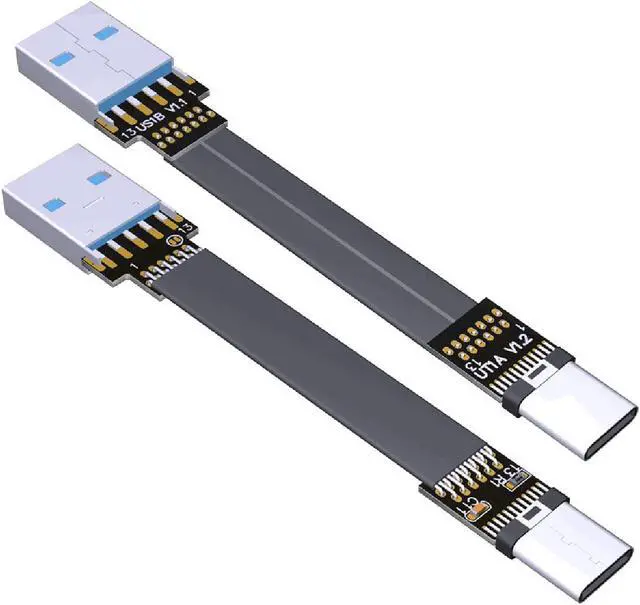 Alt view image 2 of 7 - ADT-LINK USB 3.0 Type-A to USB3.1 Type-C Male Up/Down Angle USB Data Sync & Charge Cable USB-C Cord Connector Adapter FPC FPV Flat (0.05m,S1-T1)
